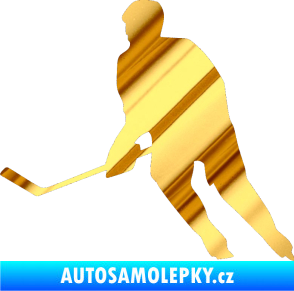 Samolepka Hokejista 013 levá chrom fólie zlatá zrcadlová