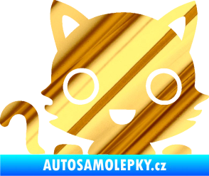 Samolepka Kočka 014 levá kočka v autě chrom fólie zlatá zrcadlová