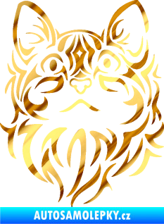 Samolepka Kočka 017 chrom fólie zlatá zrcadlová