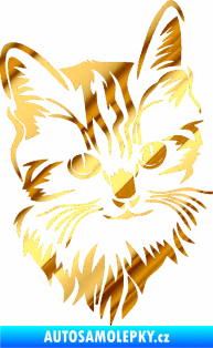 Samolepka Kočka 018 pravá chrom fólie zlatá zrcadlová