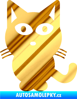Samolepka Kočka 034 levá chrom fólie zlatá zrcadlová
