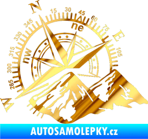 Samolepka Kompas 002 levá hory chrom fólie zlatá zrcadlová