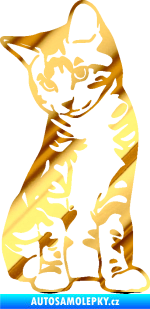 Samolepka Koťátko 006 levá chrom fólie zlatá zrcadlová