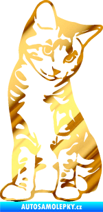 Samolepka Koťátko 006 pravá chrom fólie zlatá zrcadlová