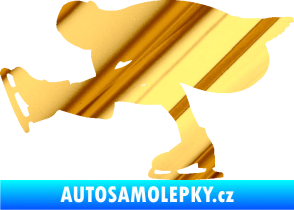 Samolepka Krasobruslení 007 levá krasobruslařka chrom fólie zlatá zrcadlová