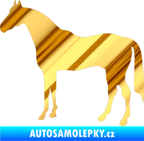Samolepka Kůň 004 levá chrom fólie zlatá zrcadlová