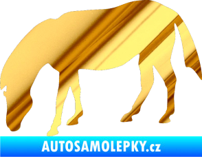 Samolepka Kůň 006 levá na pastvě chrom fólie zlatá zrcadlová