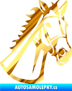 Samolepka Kůň 044 pravá chrom fólie zlatá zrcadlová