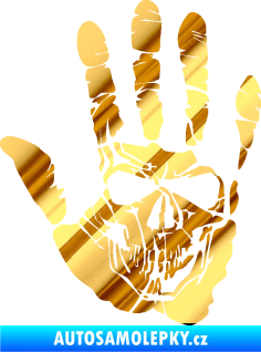 Samolepka Lebka 032 levá otisk dlaně chrom fólie zlatá zrcadlová