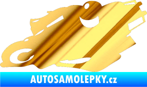 Samolepka Motorka 007 levá silniční motorky chrom fólie zlatá zrcadlová