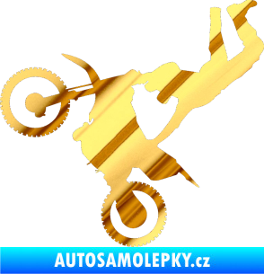 Samolepka Motorka 008 levá motokros freestyle chrom fólie zlatá zrcadlová
