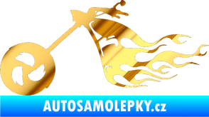 Samolepka Motorka 042 levá plameny chrom fólie zlatá zrcadlová