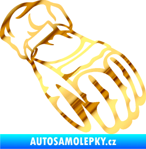 Samolepka Motorkářské rukavice 003 pravá chrom fólie zlatá zrcadlová