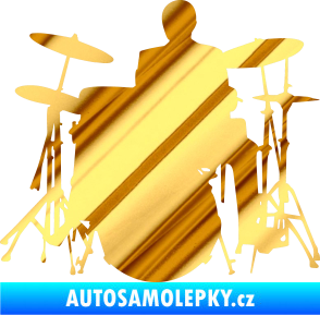 Samolepka Music 009 levá hráč na bicí chrom fólie zlatá zrcadlová