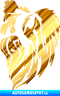 Samolepka Pes 152 levá Jorkšírský teriér chrom fólie zlatá zrcadlová