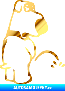 Samolepka Pes čůrá 002 pravá chrom fólie zlatá zrcadlová