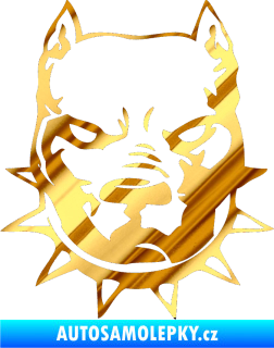 Samolepka Pitbull hlava 002 levá chrom fólie zlatá zrcadlová