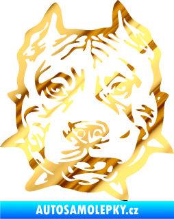 Samolepka Pitbull hlava 003 levá chrom fólie zlatá zrcadlová