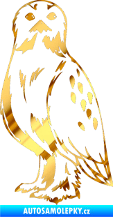 Samolepka Predators 061 levá sova chrom fólie zlatá zrcadlová
