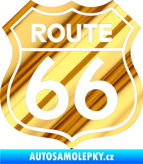 Samolepka Route 66 - jedna barva chrom fólie zlatá zrcadlová