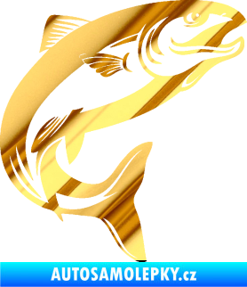 Samolepka Ryba 017 pravá  chrom fólie zlatá zrcadlová