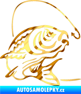Samolepka Ryba s návnadou 002 pravá chrom fólie zlatá zrcadlová