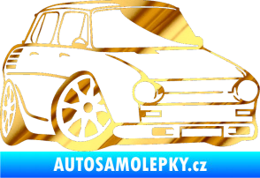 Samolepka Škoda 100 karikatura pravá chrom fólie zlatá zrcadlová
