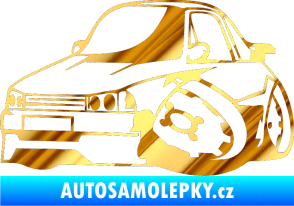 Samolepka Škoda 120 karikatura levá chrom fólie zlatá zrcadlová