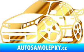 Samolepka Škoda Fabia 001 karikatura levá chrom fólie zlatá zrcadlová