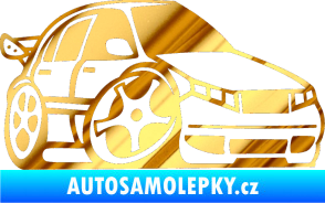 Samolepka Škoda Fabia 001 karikatura pravá chrom fólie zlatá zrcadlová