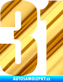 Samolepka Startovní číslo 31 typ 2     chrom fólie zlatá zrcadlová