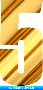 Samolepka Startovní číslo 5 typ 2  chrom fólie zlatá zrcadlová