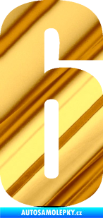 Samolepka Startovní číslo 6 typ 2   chrom fólie zlatá zrcadlová