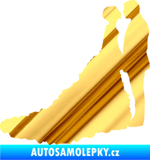 Samolepka Svatba 002 pravá chrom fólie zlatá zrcadlová