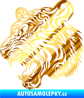 Samolepka Tygr 007 levá chrom fólie zlatá zrcadlová