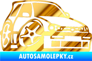 Samolepka VW Golf 3 karikatura pravá chrom fólie zlatá zrcadlová