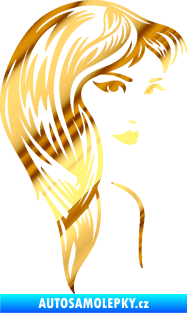 Samolepka Žena tvář 001 pravá chrom fólie zlatá zrcadlová