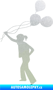 Samolepka Děti silueta 006 levá holka s balónky pískované sklo