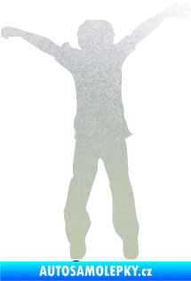 Samolepka Děti silueta 008 pravá kluk skáče pískované sklo