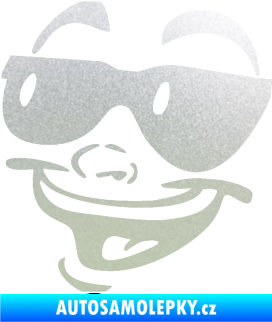 Samolepka Obličej 005 levá veselý s brýlemi pískované sklo