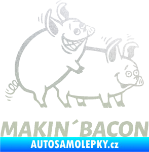 Samolepka Veselá prasátka makin bacon pravá pískované sklo