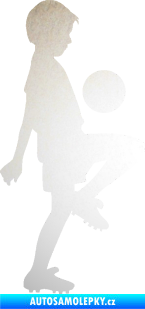 Samolepka Děti silueta 005 pravá kluk fotbalista odrazková reflexní bílá