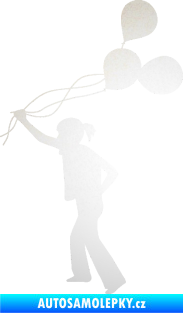 Samolepka Děti silueta 006 levá holka s balónky odrazková reflexní bílá