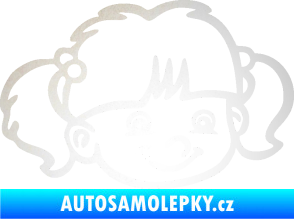 Samolepka Dítě v autě 035 pravá holka hlavička odrazková reflexní bílá