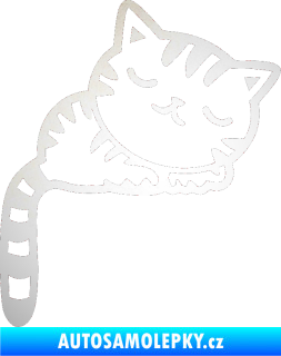 Samolepka Kočka 004 pravá odrazková reflexní bílá