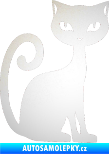 Samolepka Kočka 009 pravá odrazková reflexní bílá