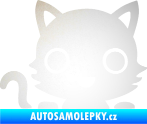 Samolepka Kočka 014 levá kočka v autě odrazková reflexní bílá