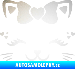 Samolepka Kočka 039 s mašličkou odrazková reflexní bílá