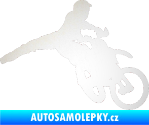 Samolepka Motorka 030 pravá motokros odrazková reflexní bílá