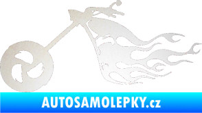 Samolepka Motorka 042 levá plameny odrazková reflexní bílá